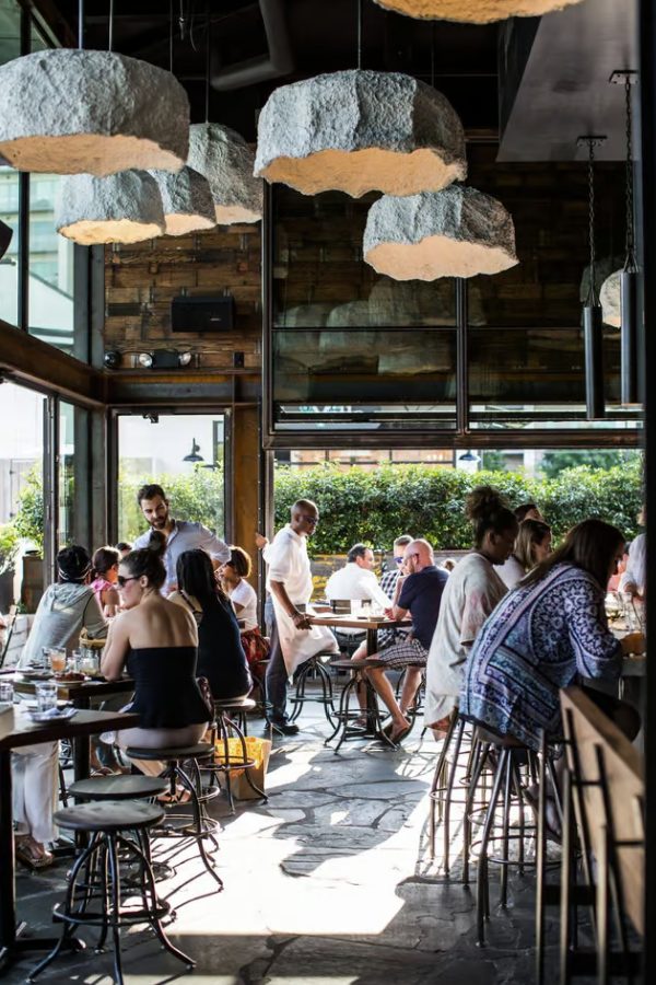 Daytime crowd at Barcelona Wine Bar.